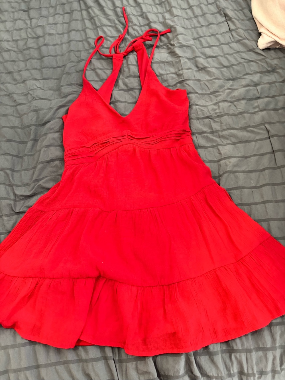 Francesca's Collections Red Tiered Mini Dress